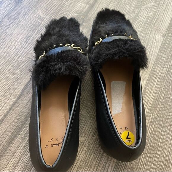2/$30 A New Day Sal Faux Leather Fur Closed Loafers Black - Picture 5 of 12